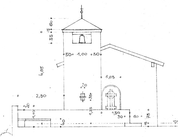 Planskizze der Unterletzener Ortskapelle Christus an der Geißelsäule