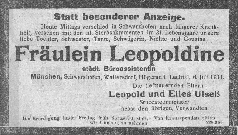 todesanzeige leopoldine ulseß münchen